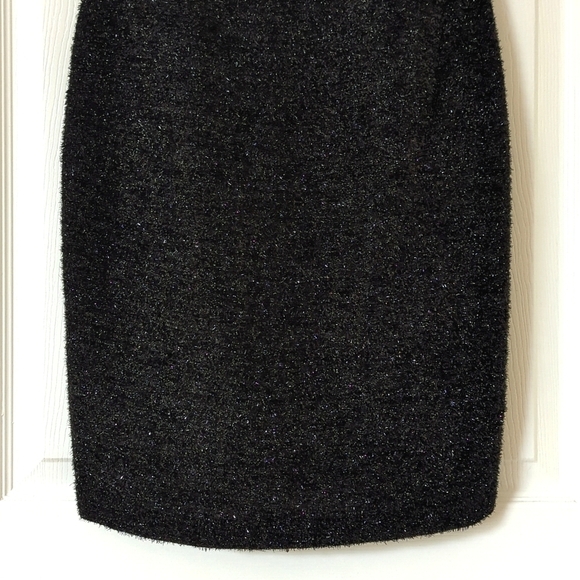 1995 Vintage Little Black Sparkle Knit Strapless Sheath Tube Mini Dress 4 - Picture 7 of 14